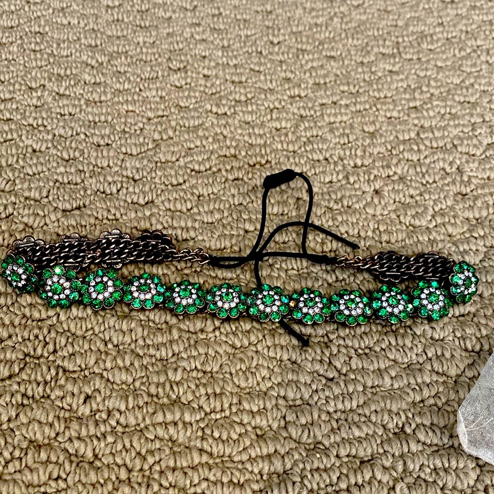 Emerald green color jeweled headband